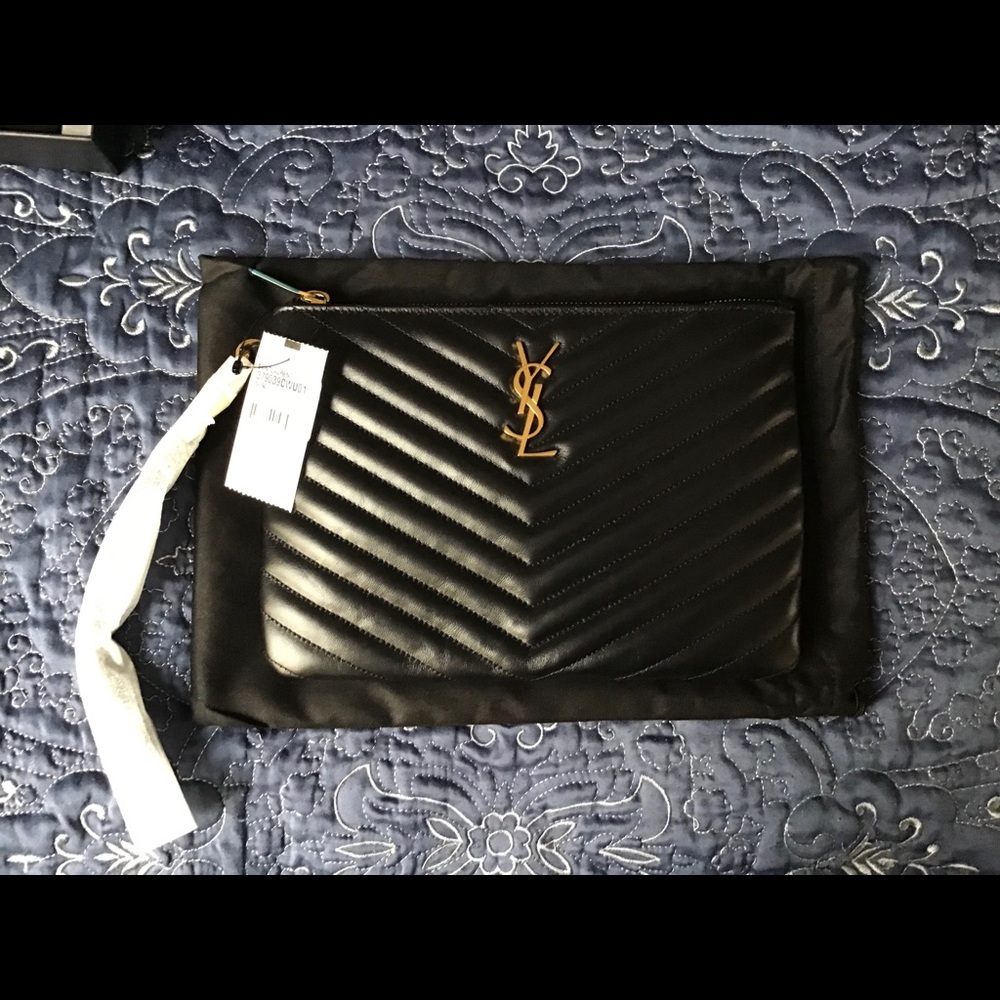 NEW Saint Laurent Medium Leather Wristlet